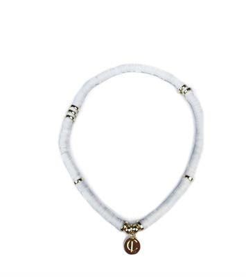 Caryn Lawn - Skinny Disc Bracelet in White