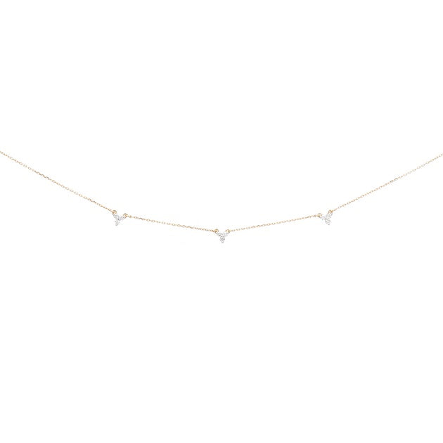 Adina - 3 Cluster Chain Necklace in Y14k