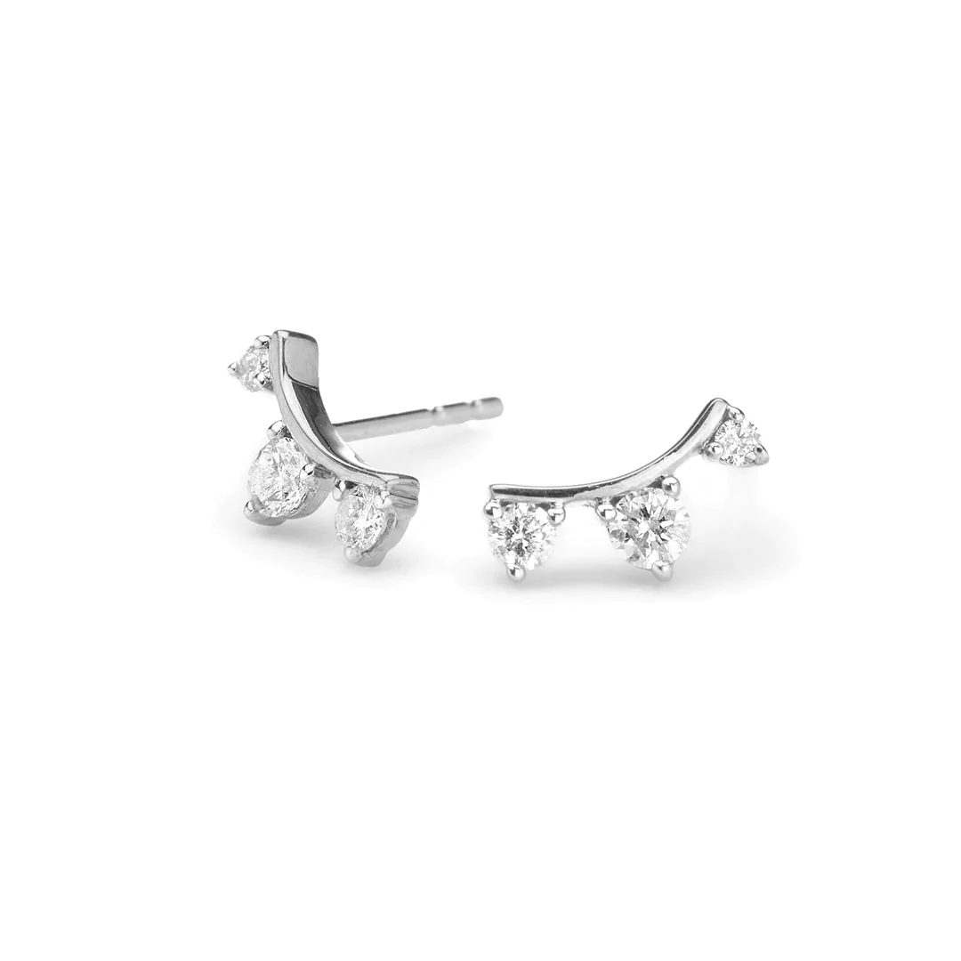 Adina - 3 Diamond Amigos Curve Posts in Sterling Silver