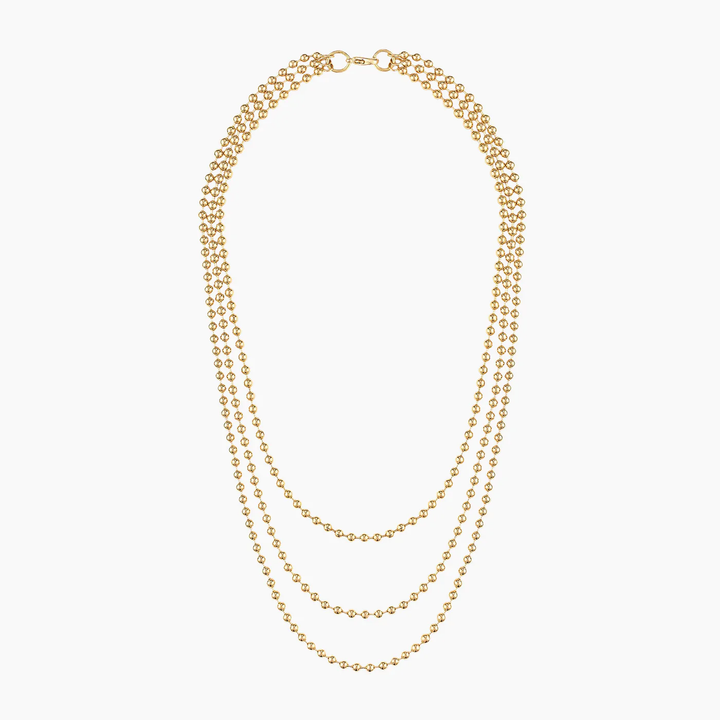 Alexa Leigh - 3mm Layered Ball Chain Necklace in Gold