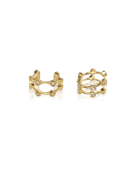 LUV AJ - Pave Hex Ear Cuff in Gold