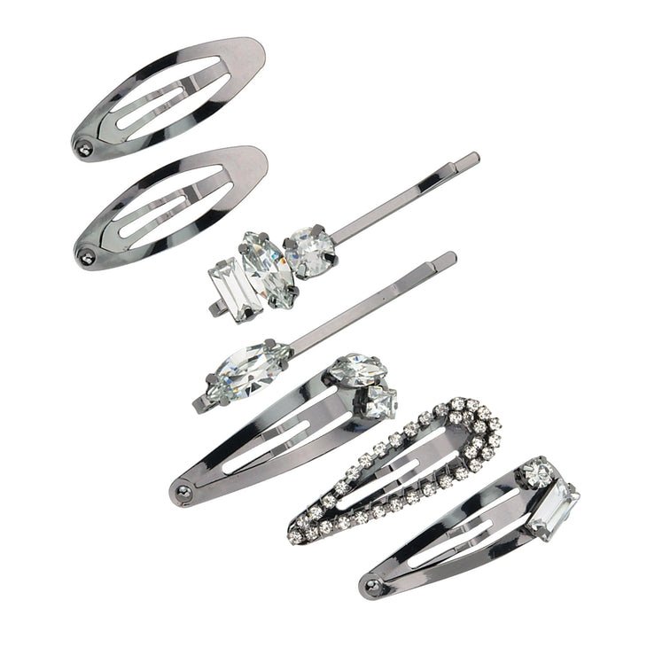 Kitsch - Micro Stackable Snap Hair Clips 7pc Set in Hematite