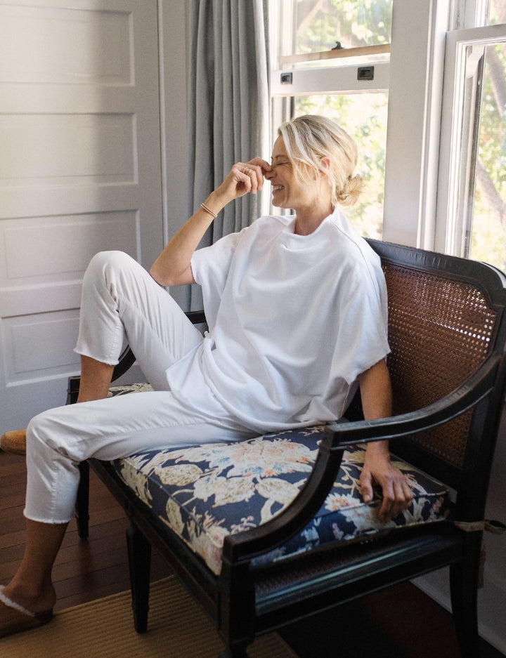 Frank & Eileen - Audrey Funnel Neck Capelet in White