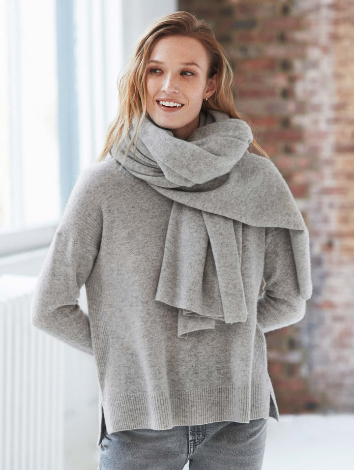 White + Warren - Cashmere Travel Wrap in Misty Grey Heather