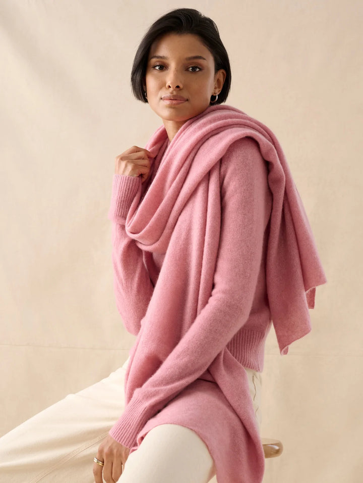 White + Warren - Cashmere Travel Wrap in Rose Gold Heather