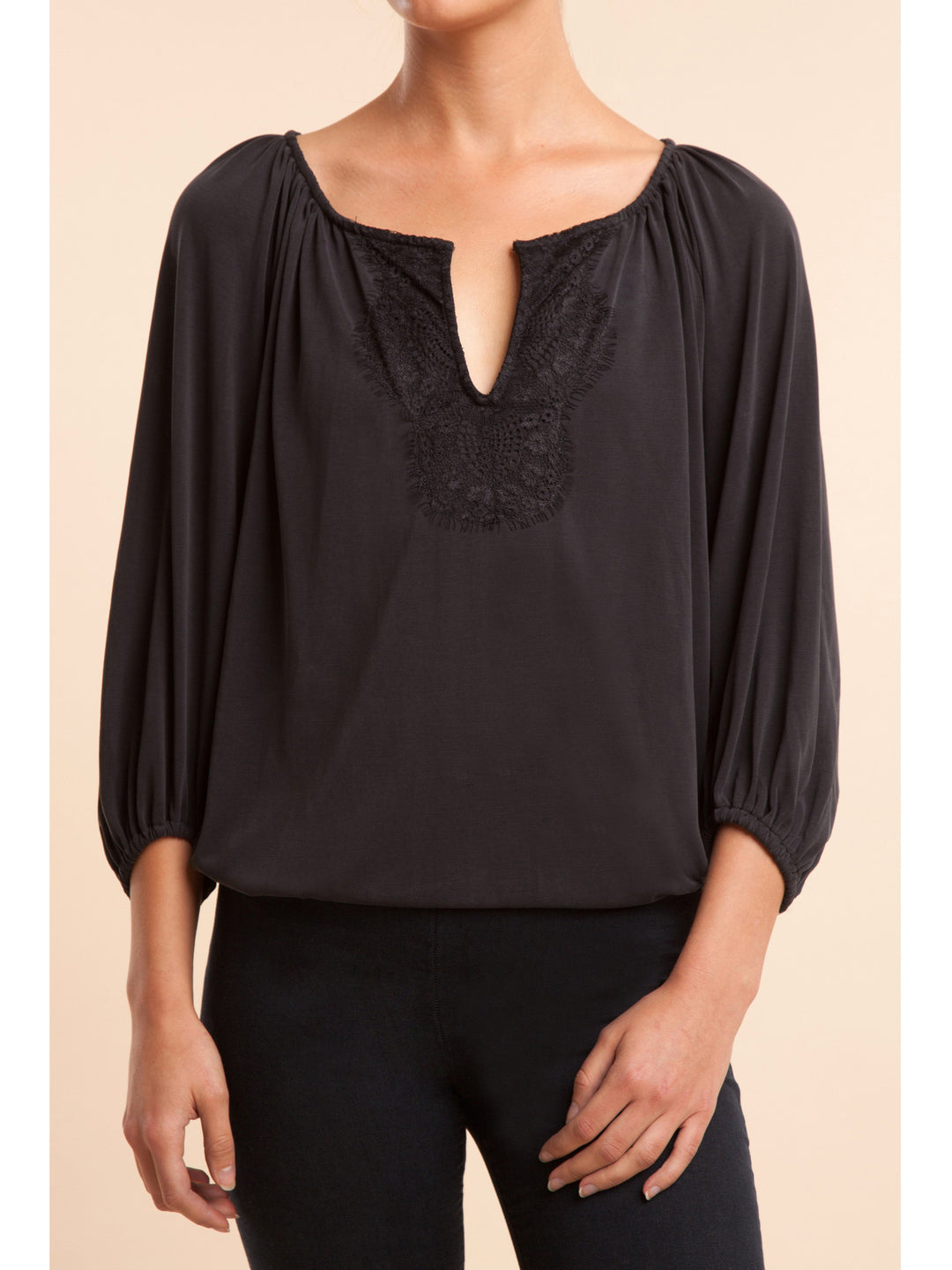 Ella Moss Ella Moss - Lace Inset Top Black at Blond Genius