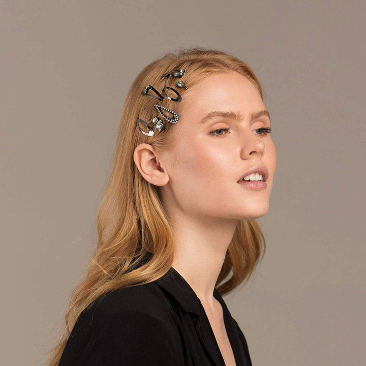 Kitsch - Micro Stackable Snap Hair Clips 7pc Set in Hematite