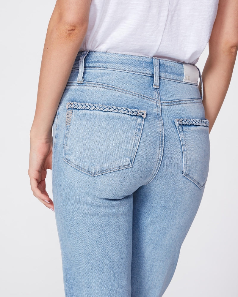 Paige Denim - Atley Ankle Flare Jeans w/ Braided Details + Raw Hem in Joannis