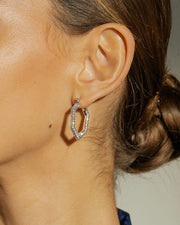 LUV AJ - The Pave V Hoops in Silver