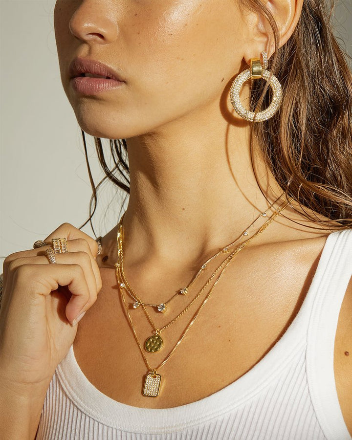 LUV AJ - The Pave Door Knocker Hoops in Gold