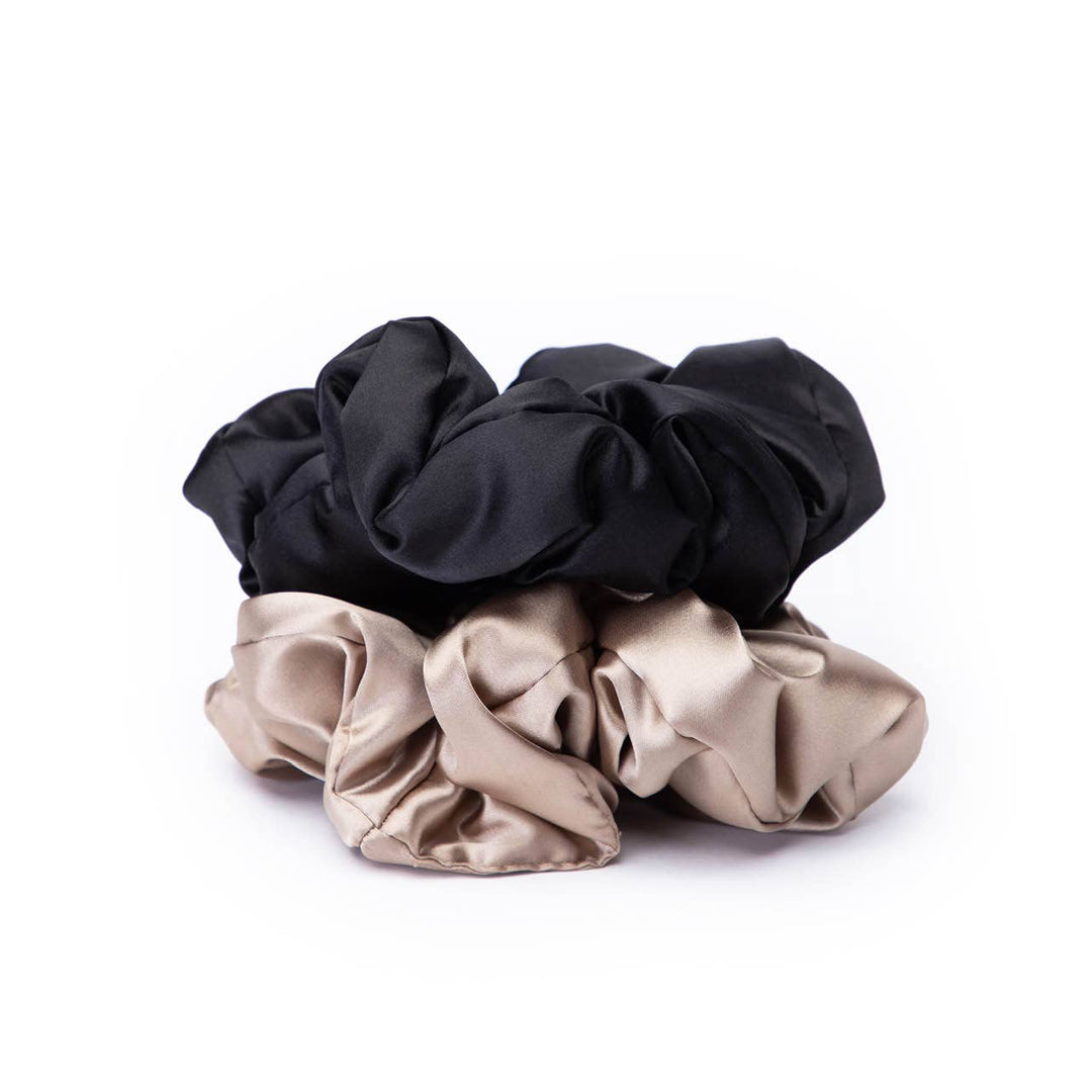 Kitsch - Satin Pillow Scrunchies in Black/Gold
