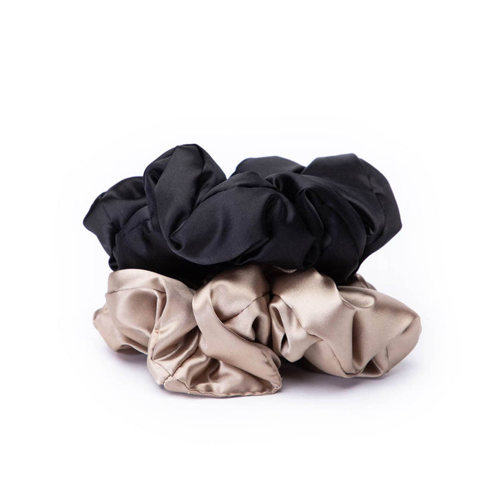 Kitsch - Satin Pillow Scrunchies in Black/Gold