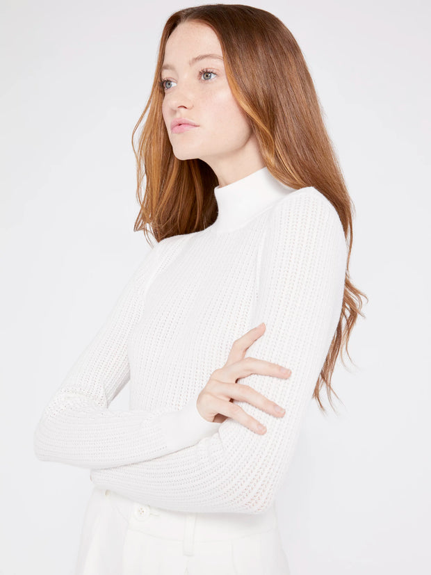 Alice + Olivia - Lanie High Neck Long Sleeve Pullover White
