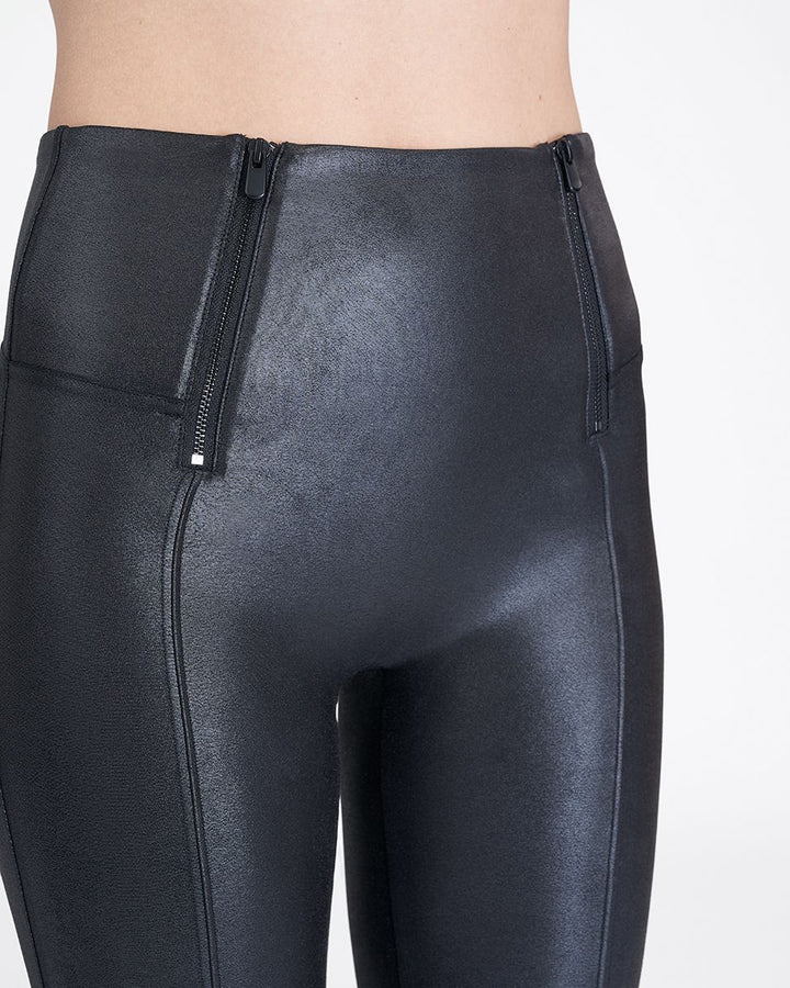 Spanx - Faux Leather Hip Zip Leggings in Very Black