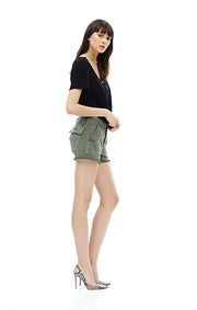 HUDSON - Mika H R Military Short Raw Hem Infantry Green