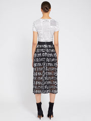 Alice + Olivia  - Levon Sequin Feminist Midi Skirt w Biker Shorts in Black/White