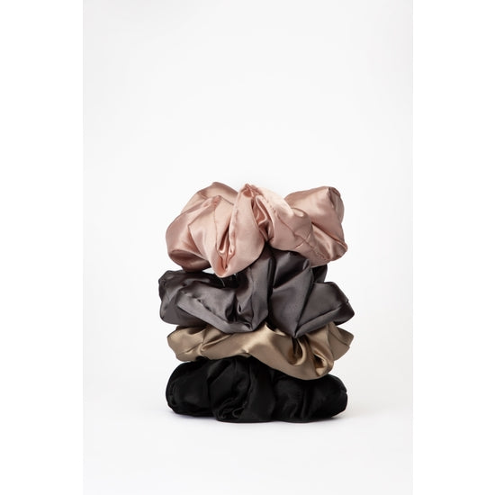 Kitsch - Satin Pillow Scrunchies in Black/Gold