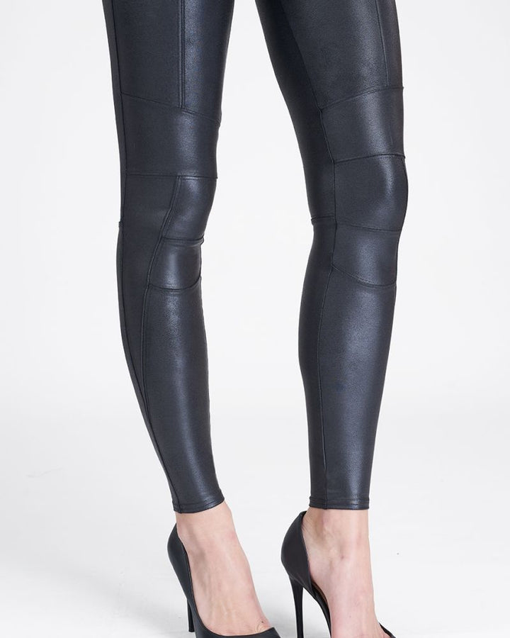 Spanx - Faux Leather Hip Zip Leggings in Very Black