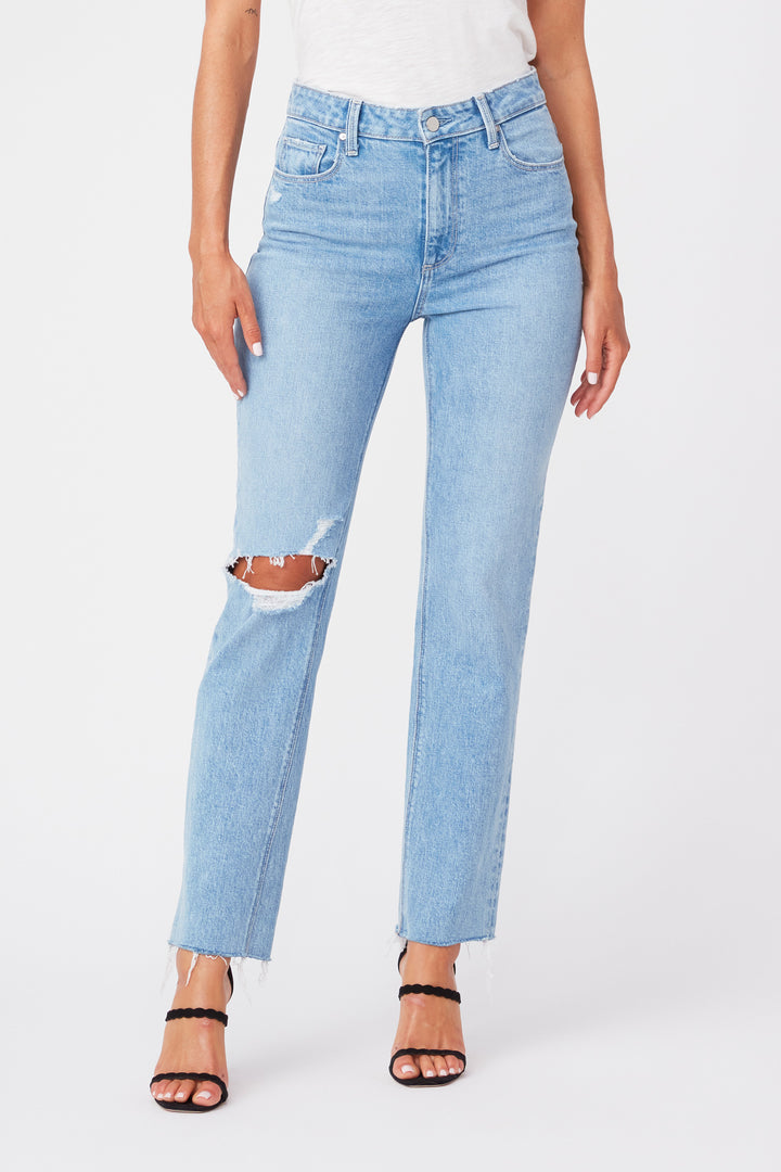 Paige - Stella Straight w/ Seamed Belt Loops in Gnarly Destructed Denim