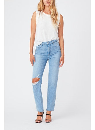 Paige - Stella Straight w/ Seamed Belt Loops in Gnarly Destructed