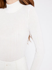 Alice + Olivia - Lanie High Neck Long Sleeve Pullover White