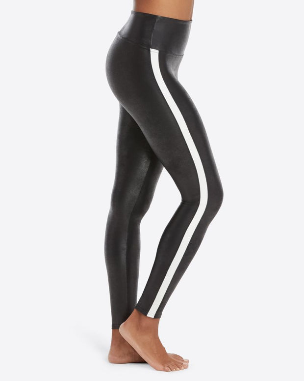 Spanx - Faux Leather Stripe Legging in Very Black/White