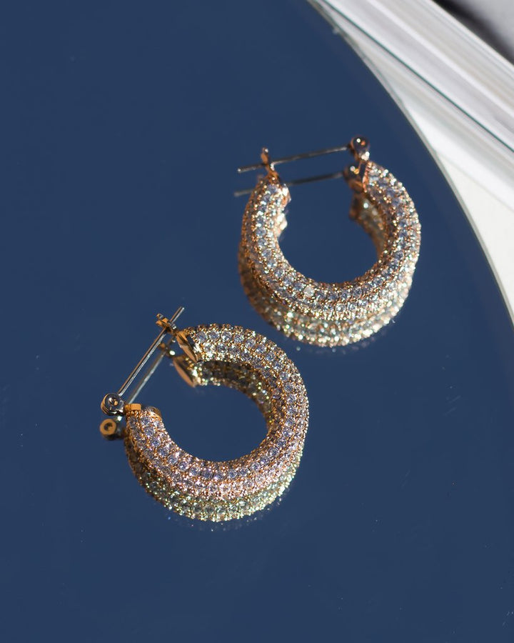 LUV AJ - Pave Baby Amalfi Hoops in Gold