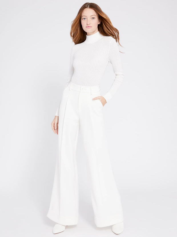 Alice + Olivia - Lanie High Neck Long Sleeve Pullover White