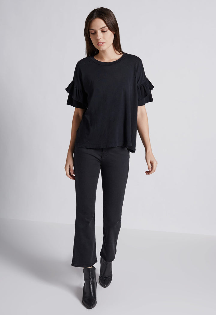 Current Elliott - The Ruffle Roadie Tee Washed Black
