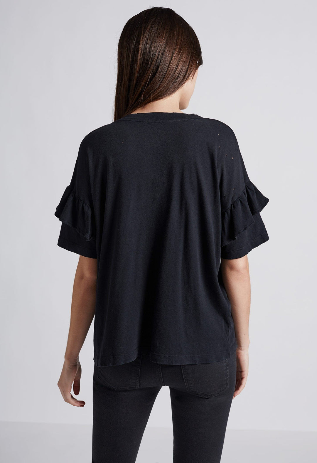 Current Elliott - The Ruffle Roadie Tee Washed Black