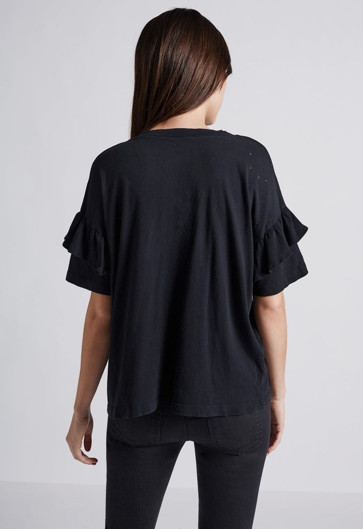 Current Elliott - The Ruffle Roadie Tee Washed Black