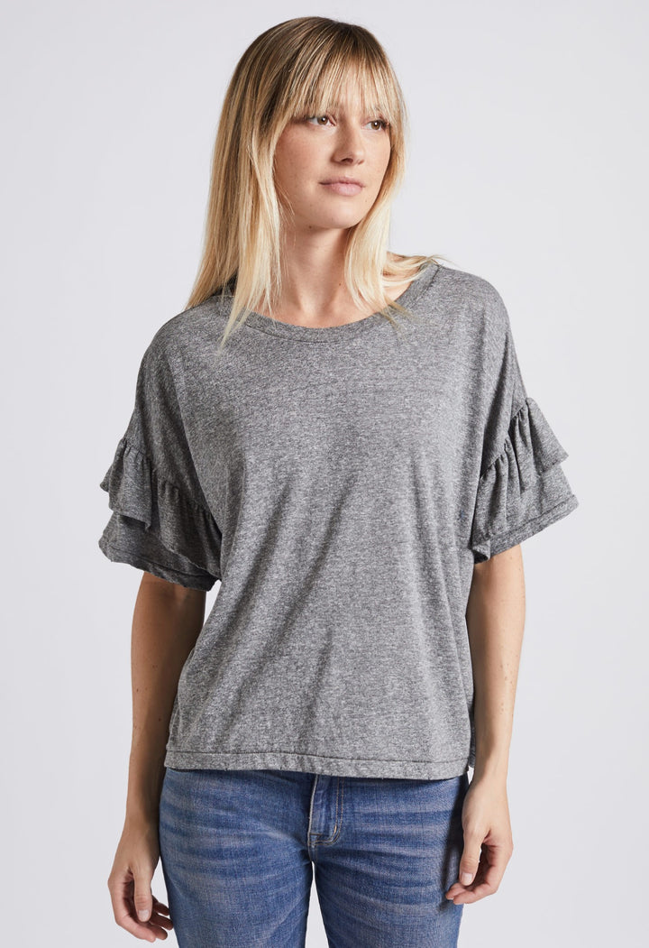 Current/Elliott - Ruffle Roadie Tee Heather Grey