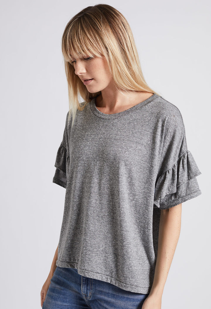 Current/Elliott - Ruffle Roadie Tee Heather Grey