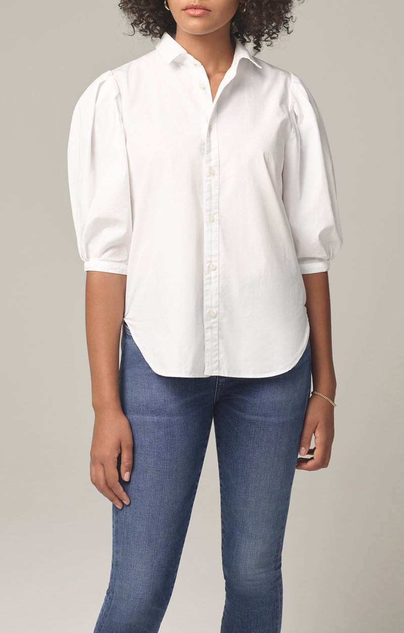 Citizens Of Humanity - Ines Pleat Half Sleeve Shirt in White