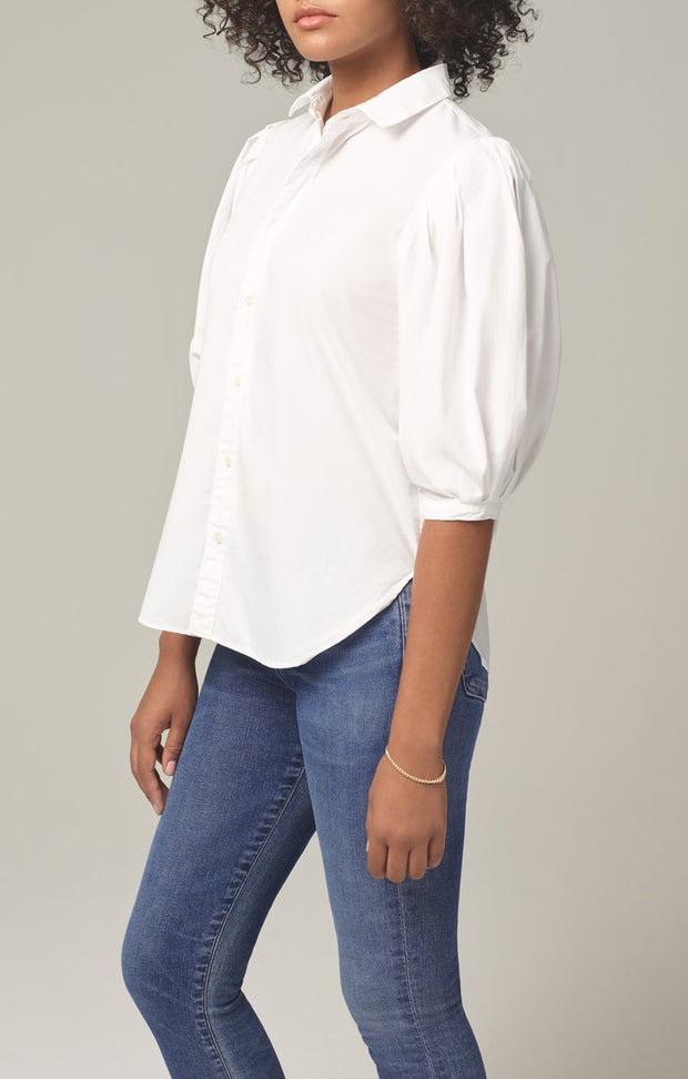 Citizens Of Humanity - Ines Pleat Half Sleeve Shirt in White
