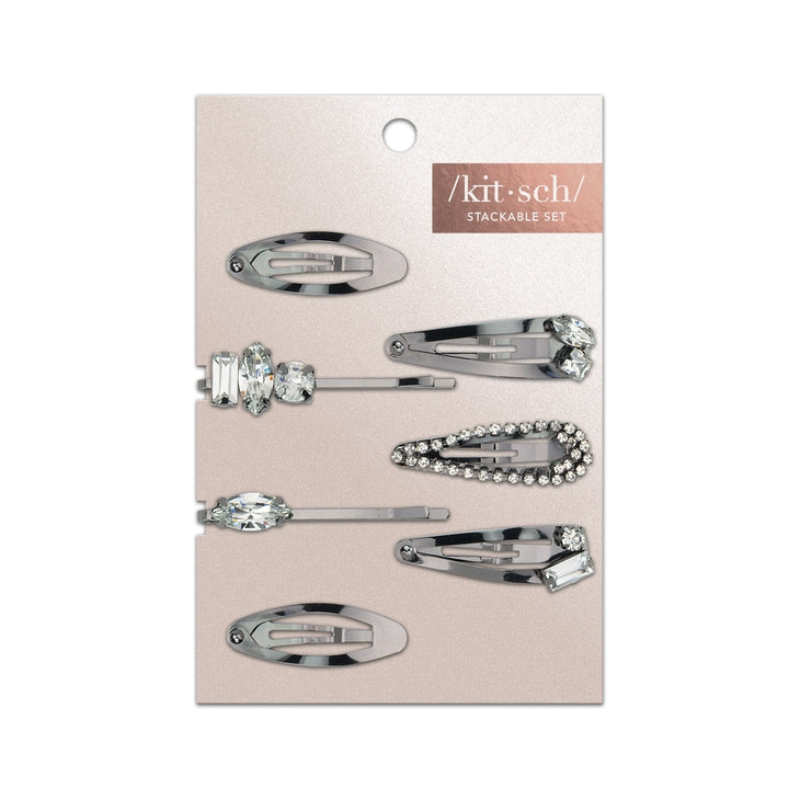 Kitsch - Micro Stackable Snap Hair Clips 7pc Set in Hematite