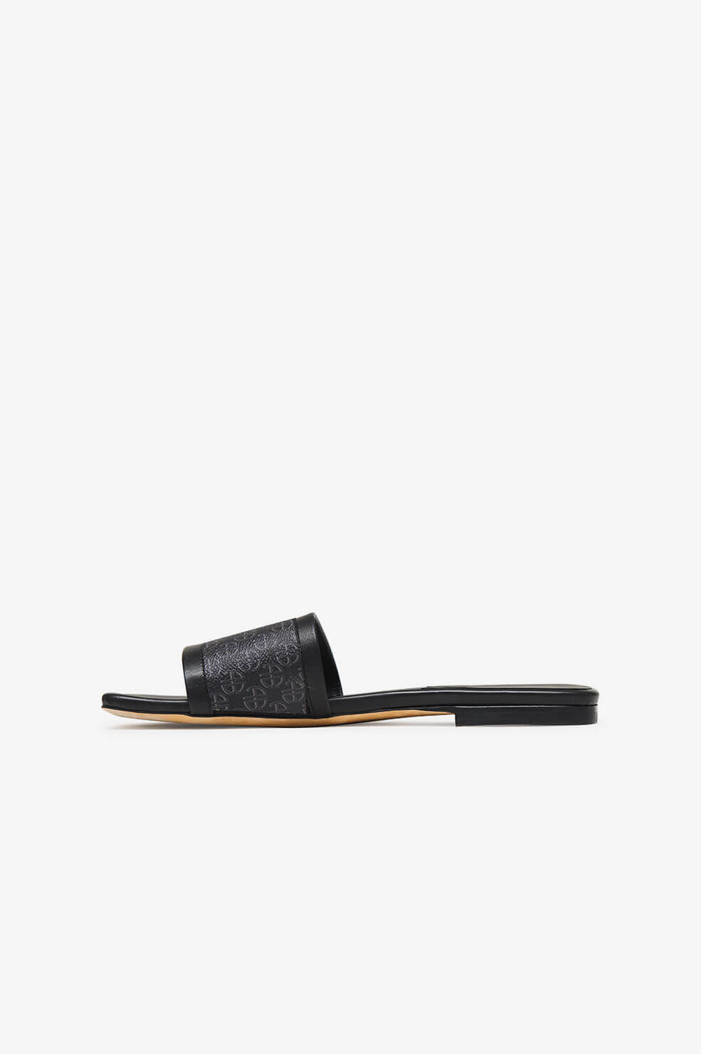 Anine Bing - Ria Slides in Black Monogram Print Shoes
