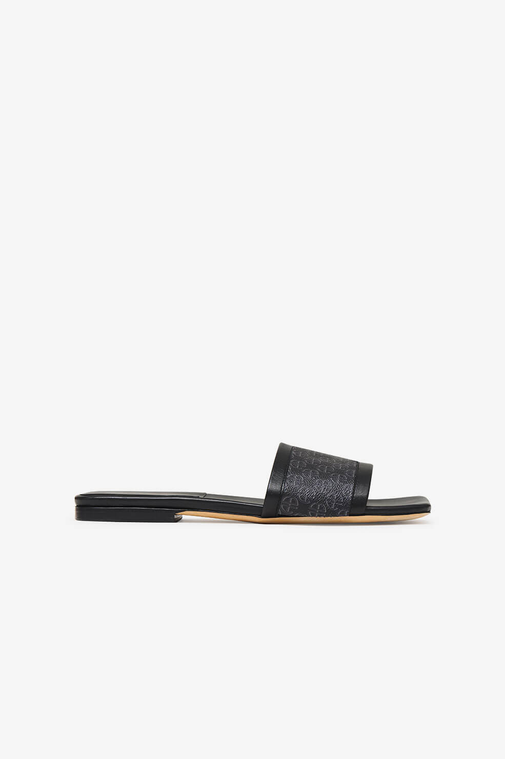 Anine Bing - Ria Slides in Black Monogram Print
