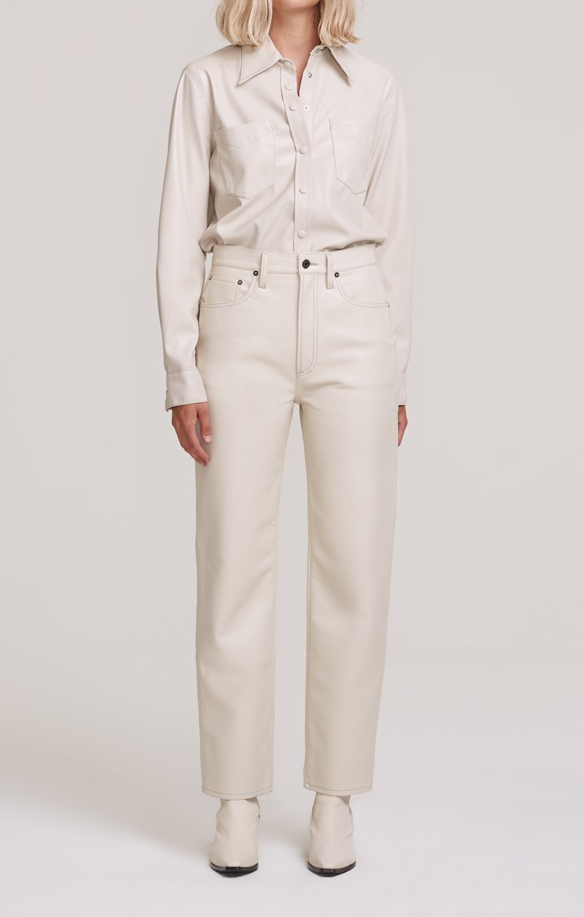 AGOLDE - Recycled Leather 90's Pinch Waist Pants in Powder