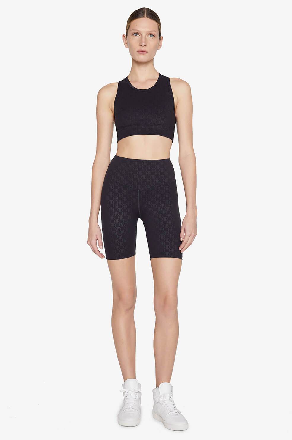 Anine Bing - Blake Biker Short in Black Monogram Print