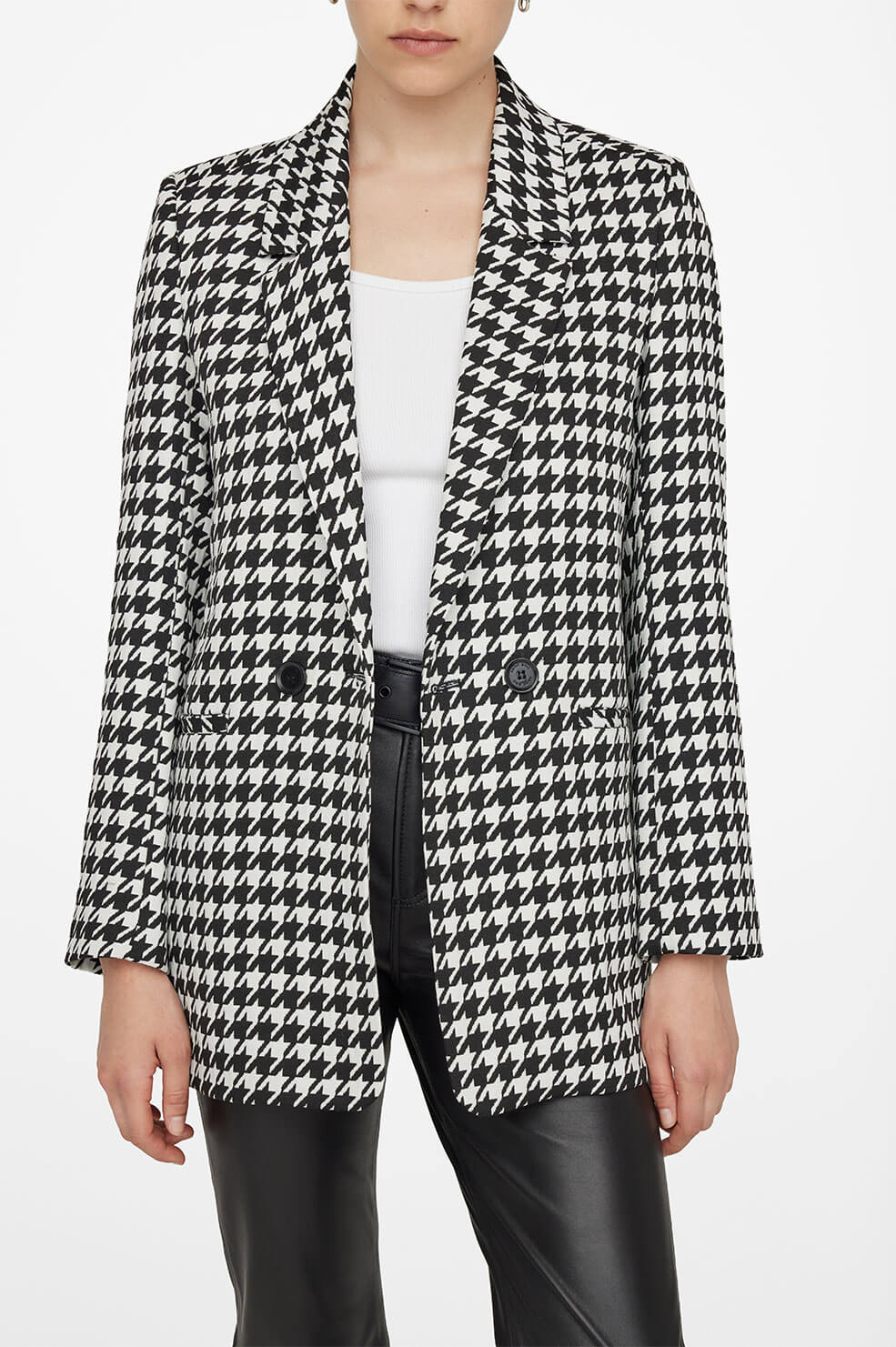 Anine Bing - Madeleine Blazer in Black and White Houndstooth