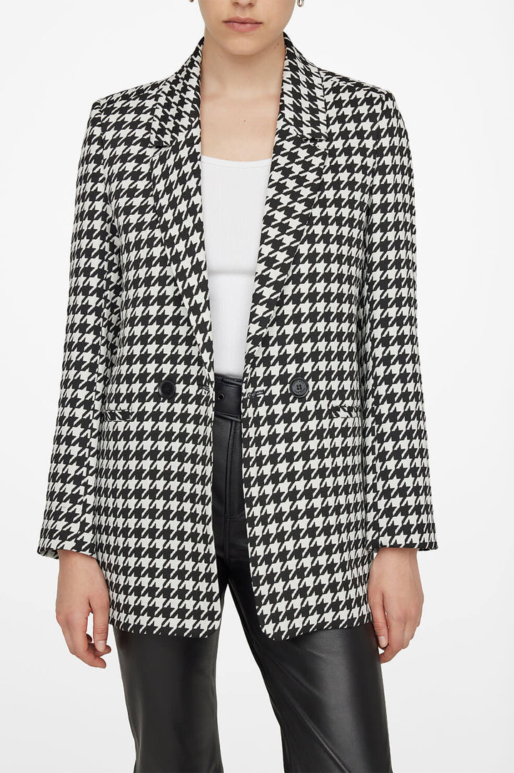 Anine Bing - Madeleine Blazer in Black and White Houndstooth