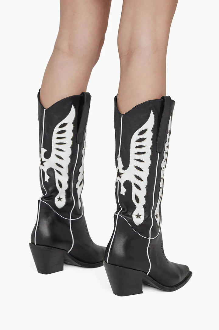 Anine Bing - Mid Calf Tania Boots in Black and White