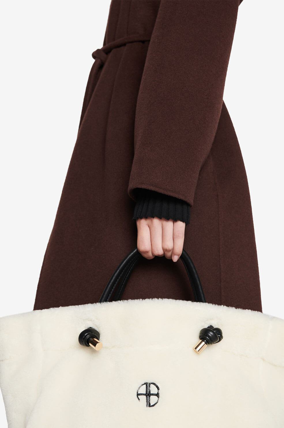 Anine Bing Mini Saffron Tote in Cream