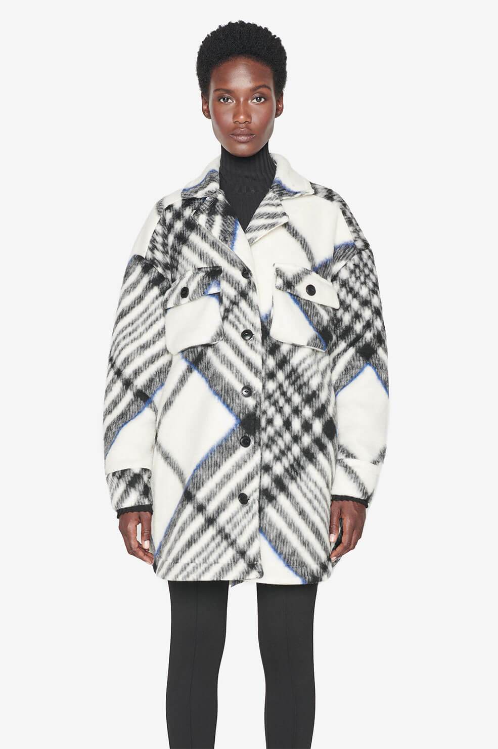Anine Bing - Oakley Jacket in Cream Tartan Coats & Jackets