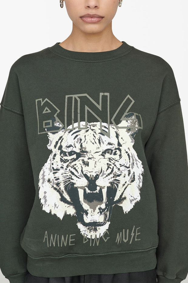 Anine Bing - Tiger Sweatshirt in Forest Green | Blond Genius