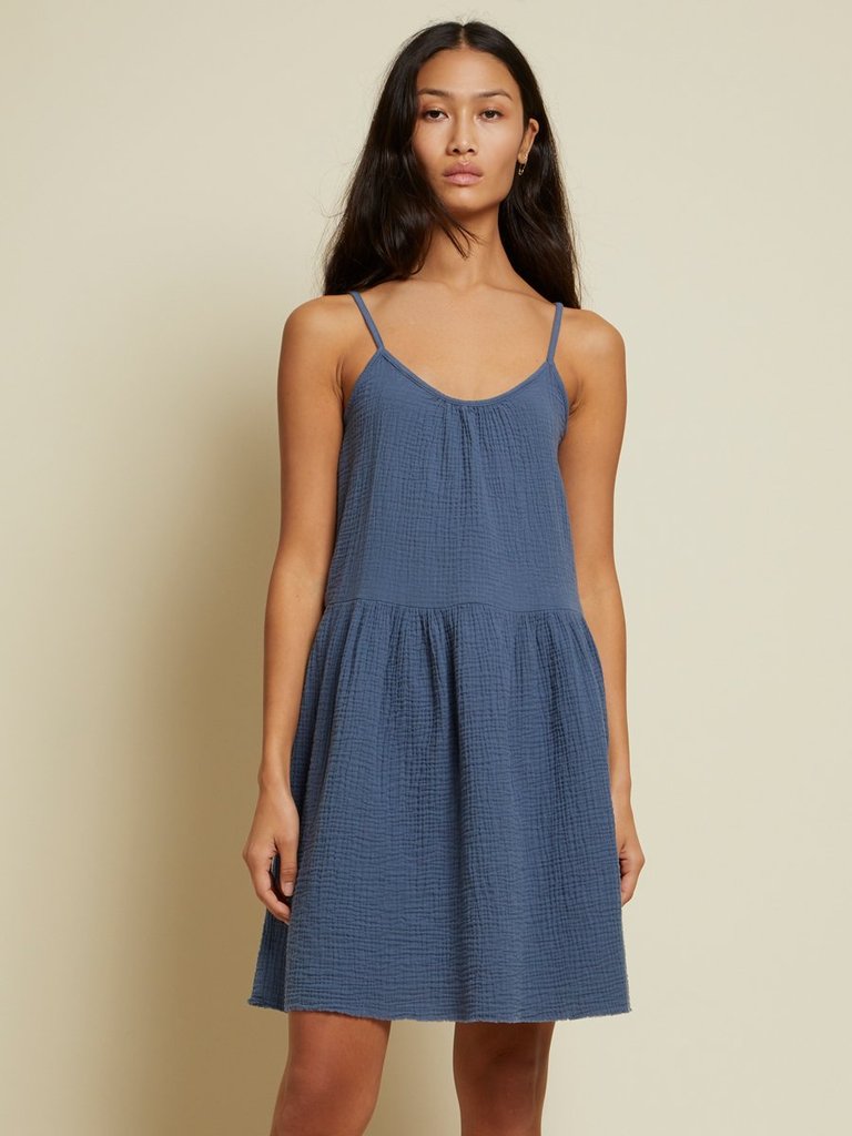 Nation LTD - Addie Tiered Mini Dress in Denim Blue