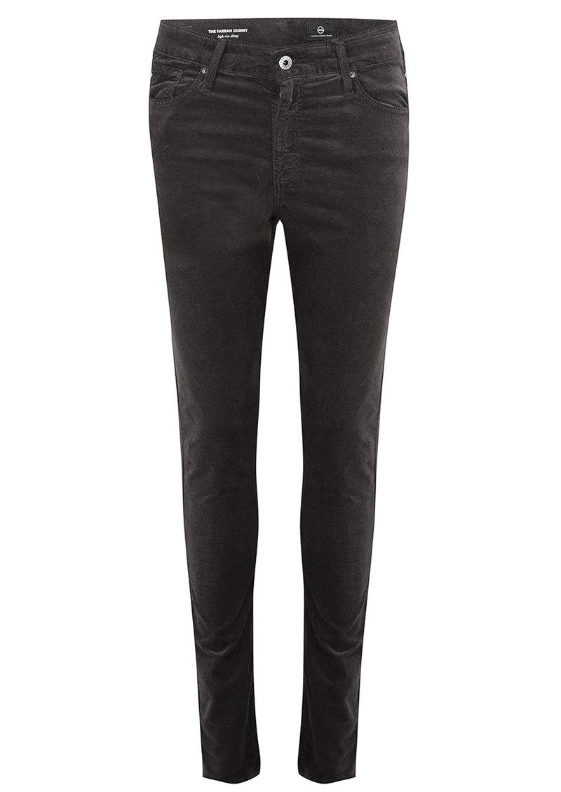 AG - The Farrah High Rise Skinny Dark Brown Velvet
