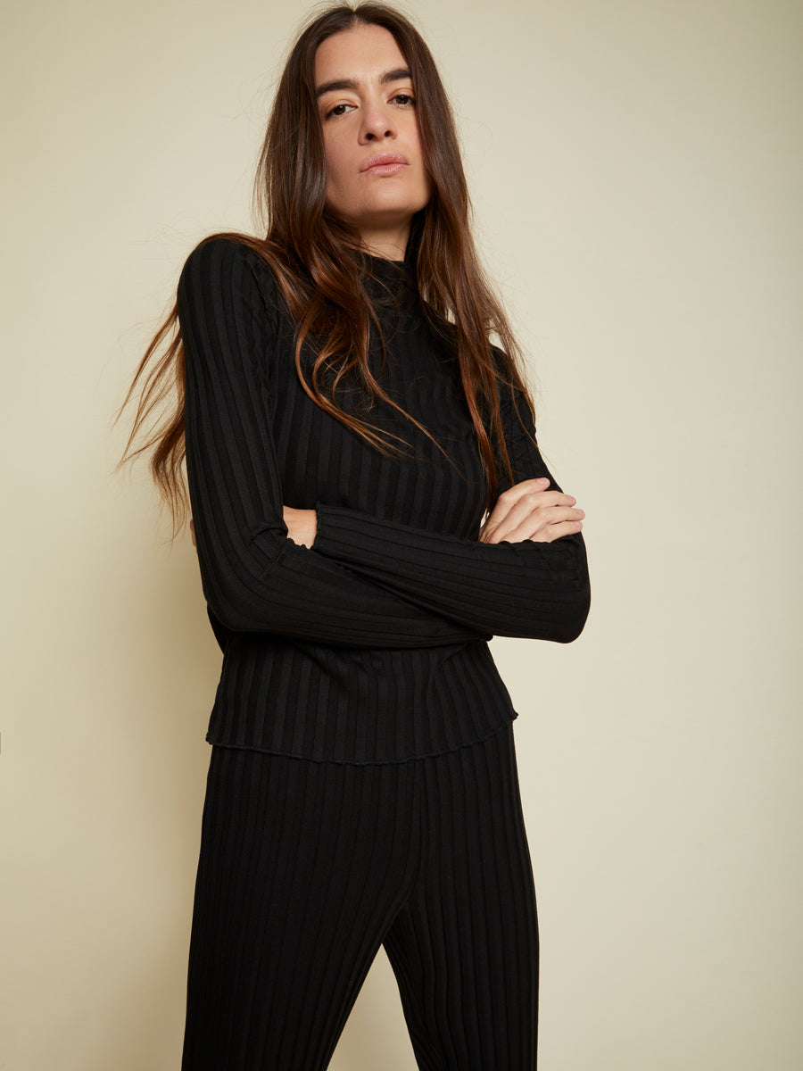 Nation LTD - Aime Slim Turtleneck in Jet Black