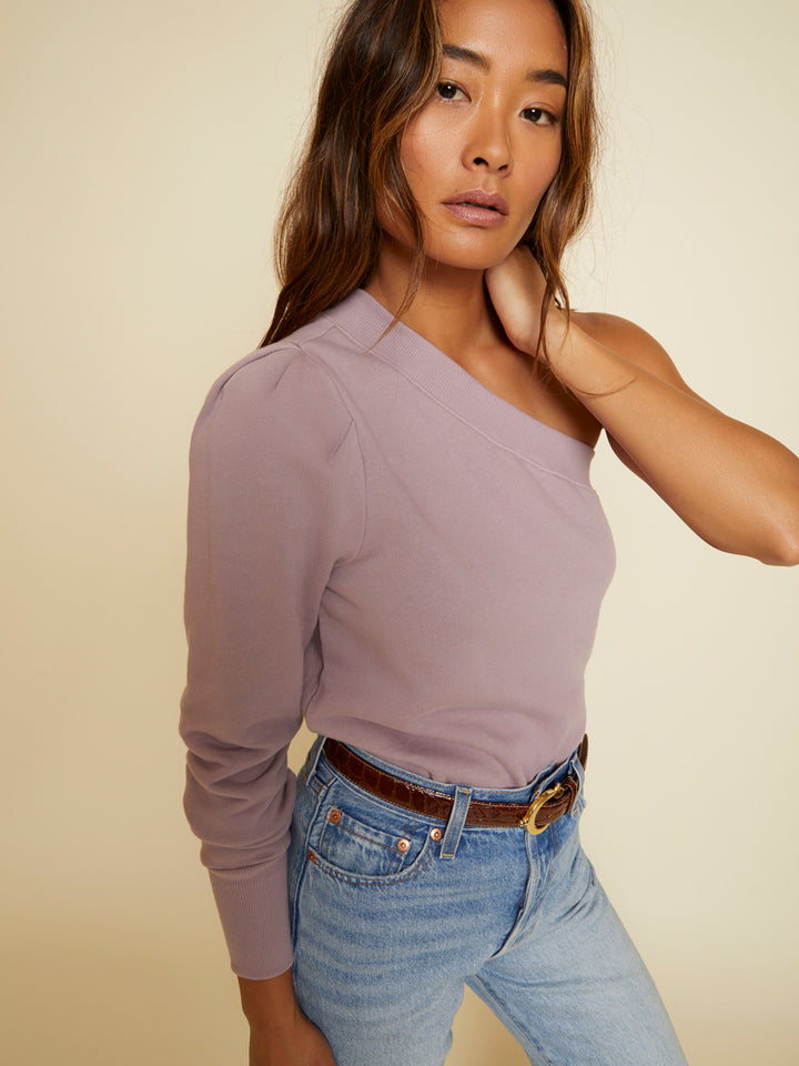 Nation LTD - Alaia One Shoulder Sweatshirt in Hopeless Romantic